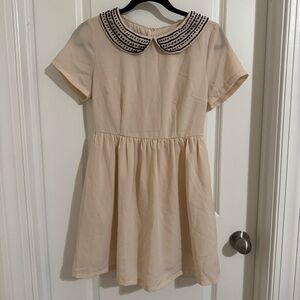 Forever 21 Y2K Cream Collared Sleeve Dress, S